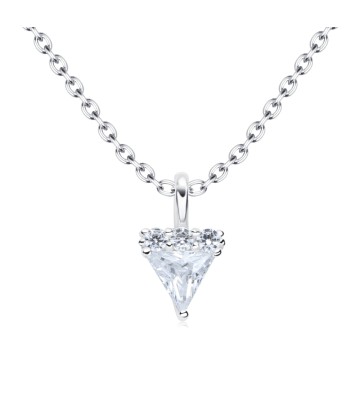 Triangle Crystal Shaped Silver Necklace SPE-4828